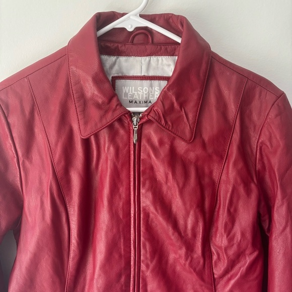 Wilson’s Leather Maxima Red Leather Jacket Bikercore Zip Up Vintage Y2K - Picture 3 of 10